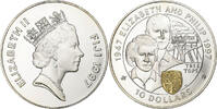 Fidji 10 Dollars Élisabeth II, Golden Wedding, Argent -