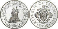 Seychelles 25 Rupees Queen Mother, BE, Argent, KM:79 -