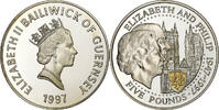 Guernesey 5 Pounds Élisabeth II, British Royal Mint, Argent -
