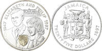 Jamaïque 25 Dollars Élisabeth II, Argent -