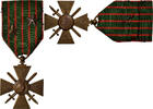 France Medaille Croix de Guerre, WAR, 2 Citations, Excellent -