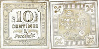 France Medaille Timbre Taxe, 10 Centimes, Argent -