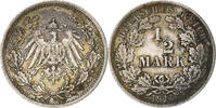 Empire allemand 1/2 Mark Muldenhütten, Argent, KM:17 -