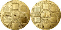 France Medaille Calendrier, Signes du Zodiaque, Gilt Bronze -
