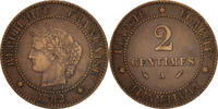 France 2 Centimes Monnaie, Cérès, Paris, Bronze, KM:827.1 -