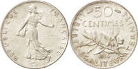 France 50 Centimes Monnaie, Semeuse, Paris, Argent, KM:854 -
