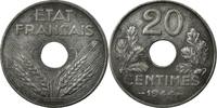France 20 Centimes Monnaie, État français, Paris, Iron -