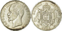 France 5 Francs Monnaie, Napoleon III, Lyon, Argent, KM 782.3 -