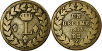 France Decime Monnaie, Louis XVIII, Strasbourg, Bronze -