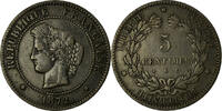 France 5 Centimes Monnaie, Cérès, Bordeaux, Bronze, Gadoury:157a -
