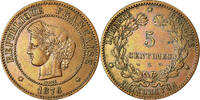 France 5 Centimes Monnaie, Cérès, Paris, Bronze, Gadoury:157a -