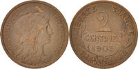 France 2 Centimes Monnaie, Dupuis, Paris, Bronze, KM:841 -