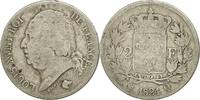France 2 Francs Monnaie, Louis XVIII, Louis XVIII, Perpignan, B, Argent -