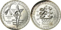 Communauté économique des États de l'Afrique de l' 5000 Francs Monnaie, West African States, ESSAI, Argent, KM:E13 -