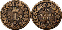 France 1 Décime Louis XVIII, Strasbourg, Bronze, Gadoury:196c -