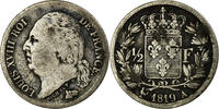 France 1/2 Franc Monnaie, Louis XVIII, Louis XVIII, Paris, Argent -