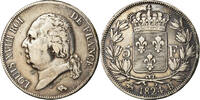 France 5 Francs Monnaie, Louis XVIII, Rouen, Argent -