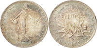 France 50 Centimes Monnaie, Semeuse, Paris, Argent, KM:854 -