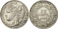 France 50 Centimes Monnaie, Cérès, Paris, Argent, KM:834.1 -