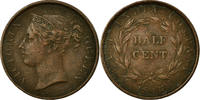 Établissements des détroits 1/2 Cent Monnaie, Straits Settlements, Victoria, Cuivre, KM:2 -