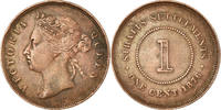 Établissements des détroits Cent Monnaie, Straits Settlements, Victoria, Cuivre, KM:9 -