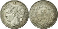 France 50 Centimes Monnaie, Cérès, Paris, Argent, KM:834.1 -