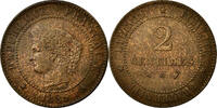 France 2 Centimes Monnaie, Cérès, Paris, Bronze, KM:827.1 -