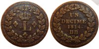 France Decime Monnaie, Louis XVIII, Strasbourg, Bronze, KM:701 -
