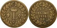 France Decime Louis XVIII, Strasbourg, Bronze, KM:701, Gadoury:196c -