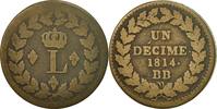 France Decime Monnaie, Louis XVIII, Strasbourg, Bronze, KM:701, Le -