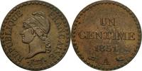 France Centime Monnaie, Dupré, Paris, Bronze, KM:754 -