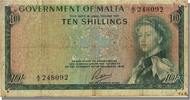 Malte 10 Shillings Billet, KM:25a -