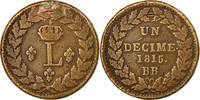 France Decime Monnaie, Louis XVIII, Strasbourg, Bronze, KM:701, Le -