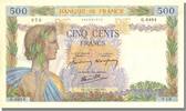 France 500 Francs Billet, 500 F 1940-1944 ''La Paix'', 1942-07-23 -