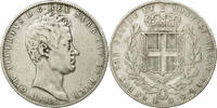 États italiens 5 Lire Monnaie, SARDINIA, Carlo Alberto, Genoa -