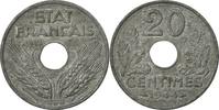 France 20 Centimes Monnaie, État français, Paris, Zinc, KM:900.2 -