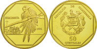 Guatemala 50 Quetzales Monnaie, Tower, Gilt Alloy, KM:3b.2 -