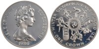 Île de Man Crown Monnaie, Isle of Man, Elizabeth II, Argent, KM:65a -