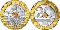 France 20 Francs Monnaie, Mont Saint Michel, BU, Tri-Metallic -