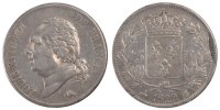 France 5 Francs Monnaie, Louis XVIII, Louis XVIII, Rouen, Argent -