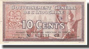 Indochine française 10 Cents Billet, FRENCH INDO-CHINA, Undated (1939), KM:85c -