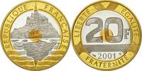 France 20 Francs 2001 Monnaie, Mont Saint Michel, Tri-Metallic STGL 14,95 EUR  + 4,95 EUR frais d'envoi