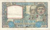 France 20 Francs Science et Travail, C.344, Fayette:12.2, KM:92a -