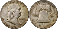 États-Unis 1/2 Dollar Franklin, Denver, Argent, KM:199 -