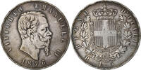 Italie 5 Lire Vittorio Emanuele II, Rome, Argent, KM:8 -