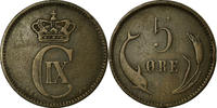 Danemark 5 Öre Monnaie, Christian IX, Bronze, KM:794.1 -