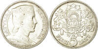 Lettonie 5 Lati Monnaie, Latvia, Argent, KM:9 -
