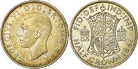 Grande-Bretagne 1/2 Crown Monnaie, George VI, Argent, KM:856 -