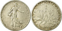 France Franc 1908 Paris Monnaie, Semeuse, Paris, Argent, KM:844.1 TB+
