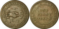Grande-Bretagne Penny Token Monnaie, Warwickshire, Birmingham & Risca -